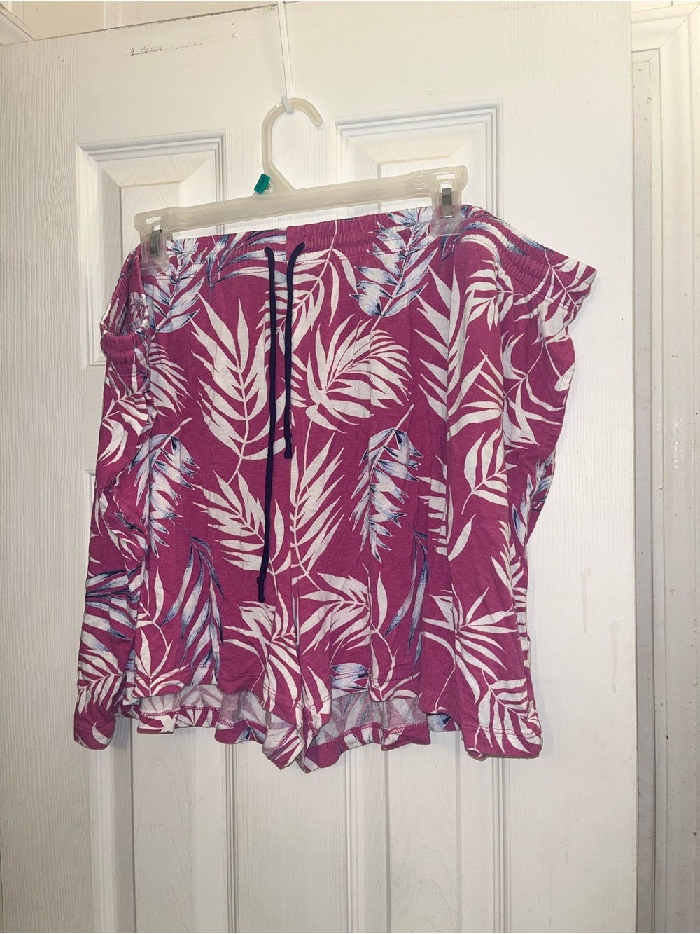 3X Fuchsia Tropical Print Pajama Shorts - Picture 1 of 6